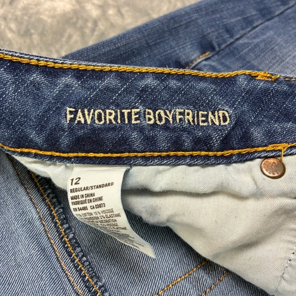 American Eagle Favorite Boyfriend Jeans Womens 12 Regular Mid Rise Wide Leg Blue - Picture 11 of 16